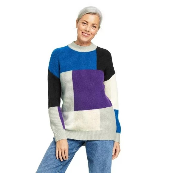 Women's Color Block Sweater - LEGO Collection Blue/Purple/Black M Medium - Picture 1 of 7